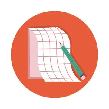 Note book with pencil block and flat style Stock Illustration