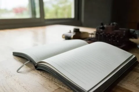 Note book with typewriter Foto stock