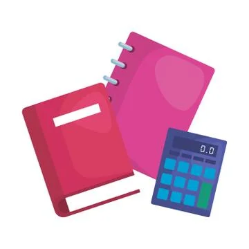 Note books school and calculator math Stock Illustration