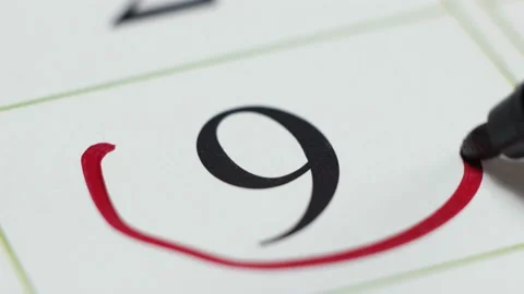 Note on the calendar, ninth number, significant date Video stock 99121281