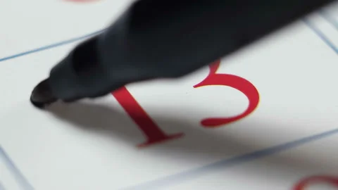 Note on the calendar, the thirteenth number, significant date Stock Footage 99128770
