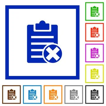 Note cancel flat framed icons Stock Illustration