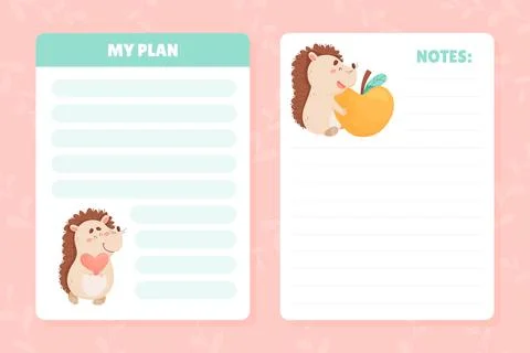 Note Card with Cute Hedgehog Character and Forest Spiny Creature Vector Template Stock Illustration