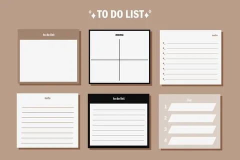 Note collection of cute weekly trendy planner stickers for diaries and to d.. Stock Illustration