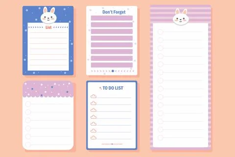 Note collection of cute weekly trendy planner stickers for diaries and to d.. Stock Illustration