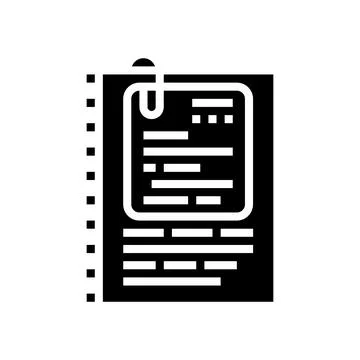 Note document paper glyph icon vector illustration Stock Illustration