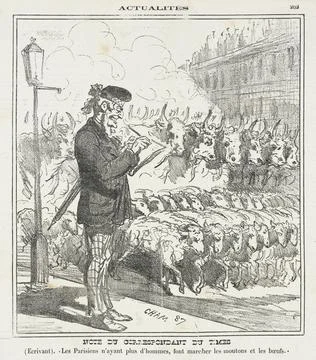 Note du correspondant du Times -(Ecrivant) Les parisiens n'ayant plus d'hom.. Illustrazione stock