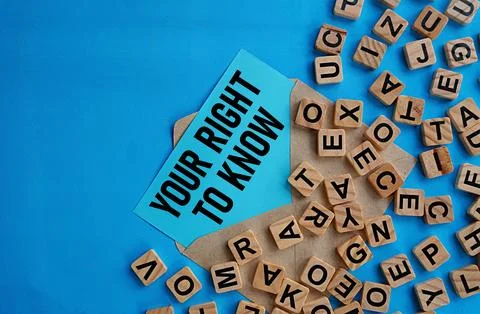 Note in envelope written YOUR RIGHT TO KNOW. Education concept. Knowledge Stock Photos