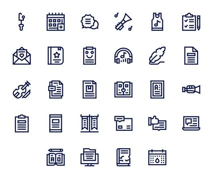 Note Exclusive Vector Set featuring 28 Bold Line Display Perfect Retina Rea.. Stock Illustration