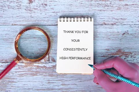 Note expressing gratitude for exceptional effort during a project or task c.. Stock Photos