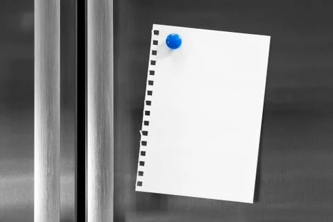 Note on fridge with magnet Stock Photos