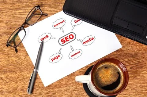 Note graph seo Stock Photos