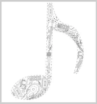Note from hand drawn music elements. Stock Illustration