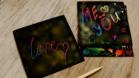 Note I love you for Valentines Day  . Art scratch paper Stock Footage 276095911