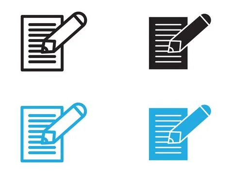 Note icon black and white vector outline sign Stock Illustration