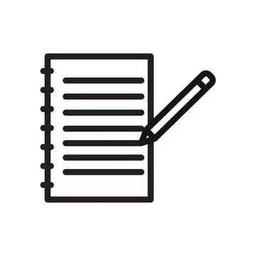 Note icon Black line art vector logo Stock Illustration