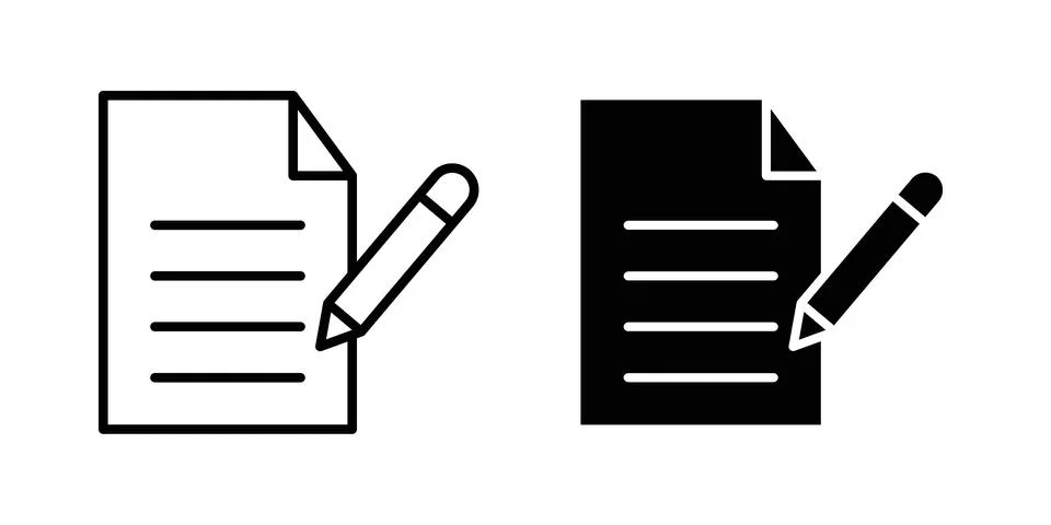 Note icon drawing lines. Silhouette style vector bundle Stock Illustration