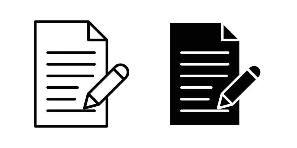 Note icon pack with silhouette and stroke web icons Stock Illustration