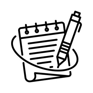 Note icon with pen vector design in line style Stock Illustration