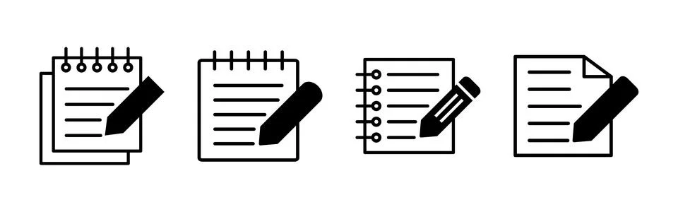 Note icon set. notepad icon vector Stock Illustration