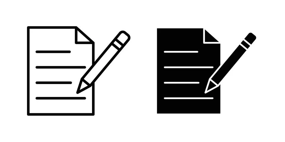 Note icon silhouette vector set. thin line pack Stock Illustration