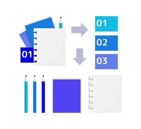 Note learning infographic chart design element set 스톡 일러스트