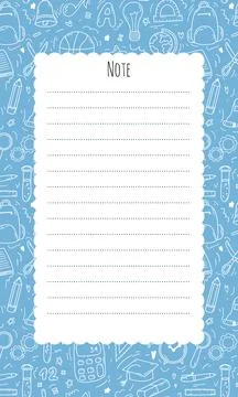 Note list template for planner, to do list, bullet journal content. White blank Stock Illustration