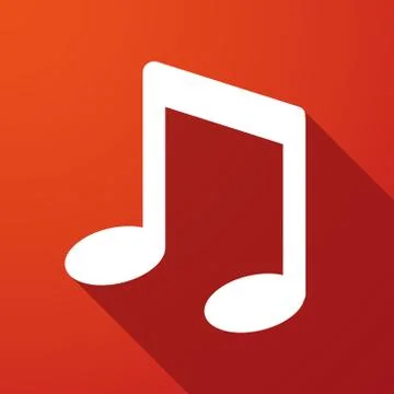 Note music long shadow icon Stock Illustration