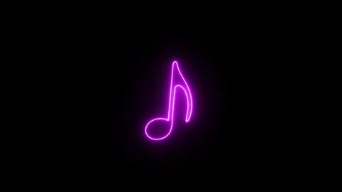 Note music neon animated neon icon symbol note music do re mi fa sol la si .. Stock Footage 286798166