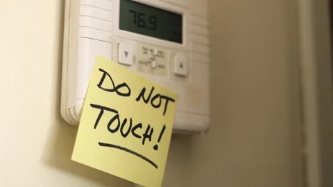 Note To Not Touch The Air Conditioning Controls Stock Footage 337143411