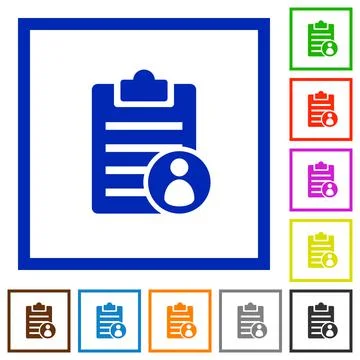 Note owner flat framed icons Stock Illustration