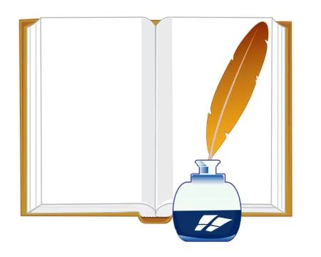 Note pad and feather Illustrazione stock