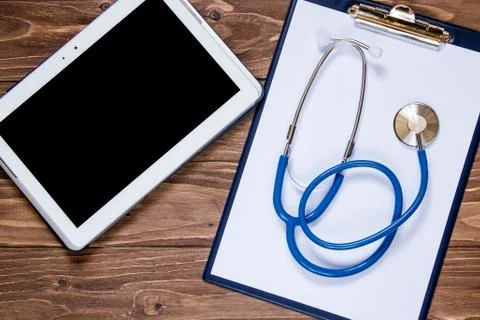 Note pad and other objects for doctors office Stock Photos