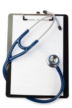 Note pad and stethoscope Stock Photos
