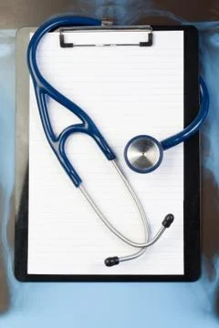 Note pad and stethoscope Stock Photos