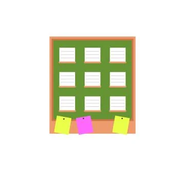 Note pad on board with notes, flat design Stock Illustration
