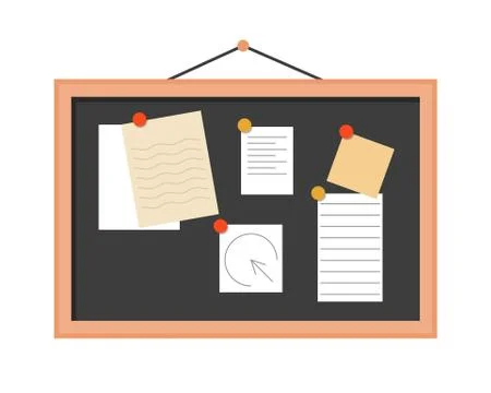 Note pad on board with notes, flat design Stock Illustration