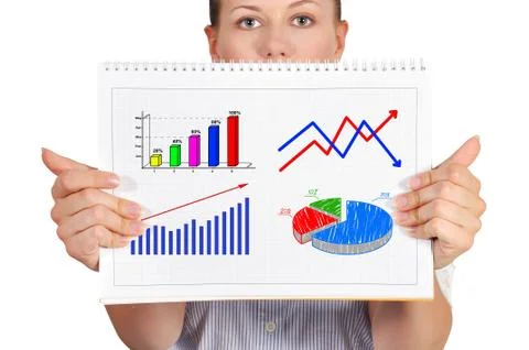Note pad with business chart Stock Photos