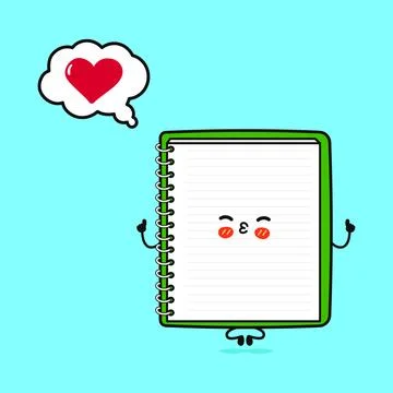 Note pad doing yoga with speech bubble. Vector hand drawn cartoon kawaii ch.. Stock Illustration