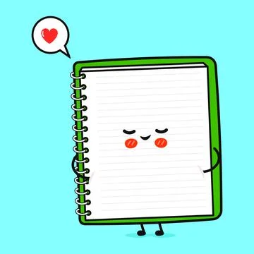 Note pad in love character. Vector hand drawn cartoon kawaii character illu.. Stock Illustration