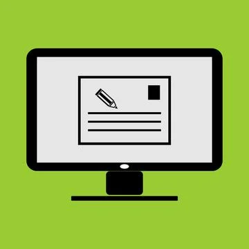 Note pad or memo thumbnail application in LC monitor PC computer vector ill.. Stock Illustration