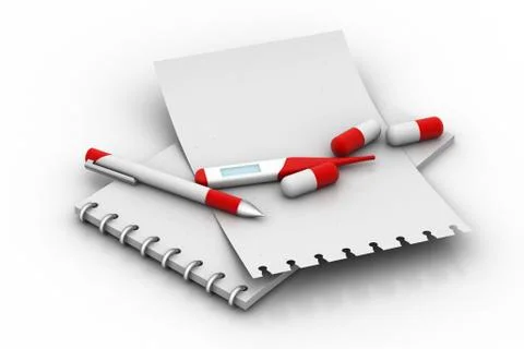 Note pad with thermometer Free Stock Illustration