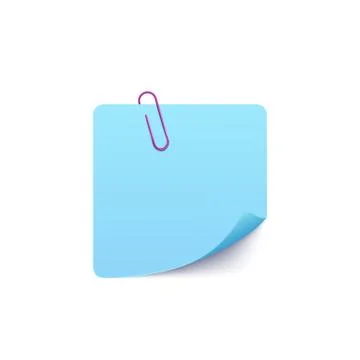 Note page climbed on paper clip, realistic vector mockup illustration isolated. Stock Illustration