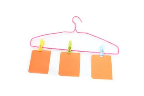 Note paper and hanger. Stock Photos