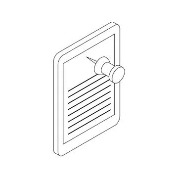 Note paper and pin icon, isometric 3d style Stock Illustration