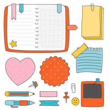 Note paper and stationery element vector set Stock Illustration