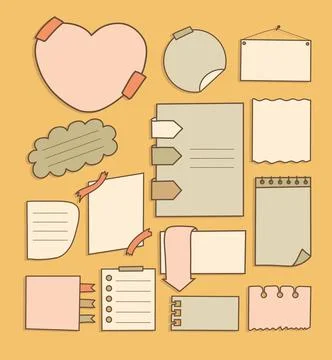 Note Paper And Sticky Memo Doodle Set. To Do List, Sheet, Reminder, Paper T.. Stock Illustration