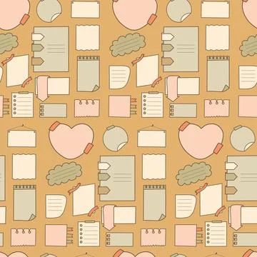 Note Paper And Sticky Memo Seamless Pattern Doodle. To Do List, Sheet, Remi.. Stock-Illustration