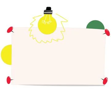 Note paper attached in pins with a light bulb Stock Illustration