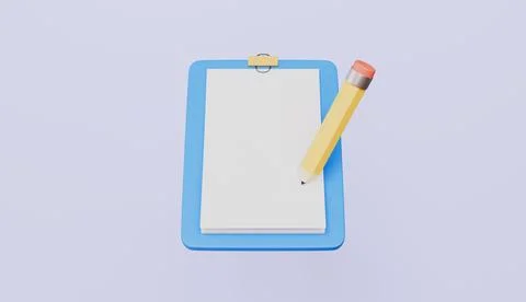 Note paper for checklist notes, Report paper clipboard 3d illustration Illustrazione stock